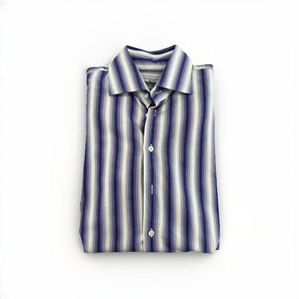 RICHARD JAMES SAVILE ROW MENS CASUAL SHIRT 16.5”/42cm PURPLE RP$300 VGC!